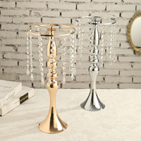 Centre de table de mariage, porte-bougie en métal doré à longue tige, support à fleurs pour décoration de table de mariage