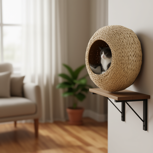 Cama Redonda Tejida para Gatos, Cama de Fibra para Mascotas, Estilo Minimalista para Interiores, Todas las Estaciones, No Requiere Ensamblaje - Product Image 2