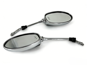 Espelhos Universais Cromados de Plástico ABS para Motocicletas, Retro, Modificados, Ovais, Lente HD Anti-Ofuscante de Ângulo Largo - Product Image 3