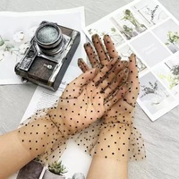 Gants courts transparents à pois noirs et blancs en tulle, parfaits pour les soirées, les bals, la danse, l'été et la conduite – Grande Vente
