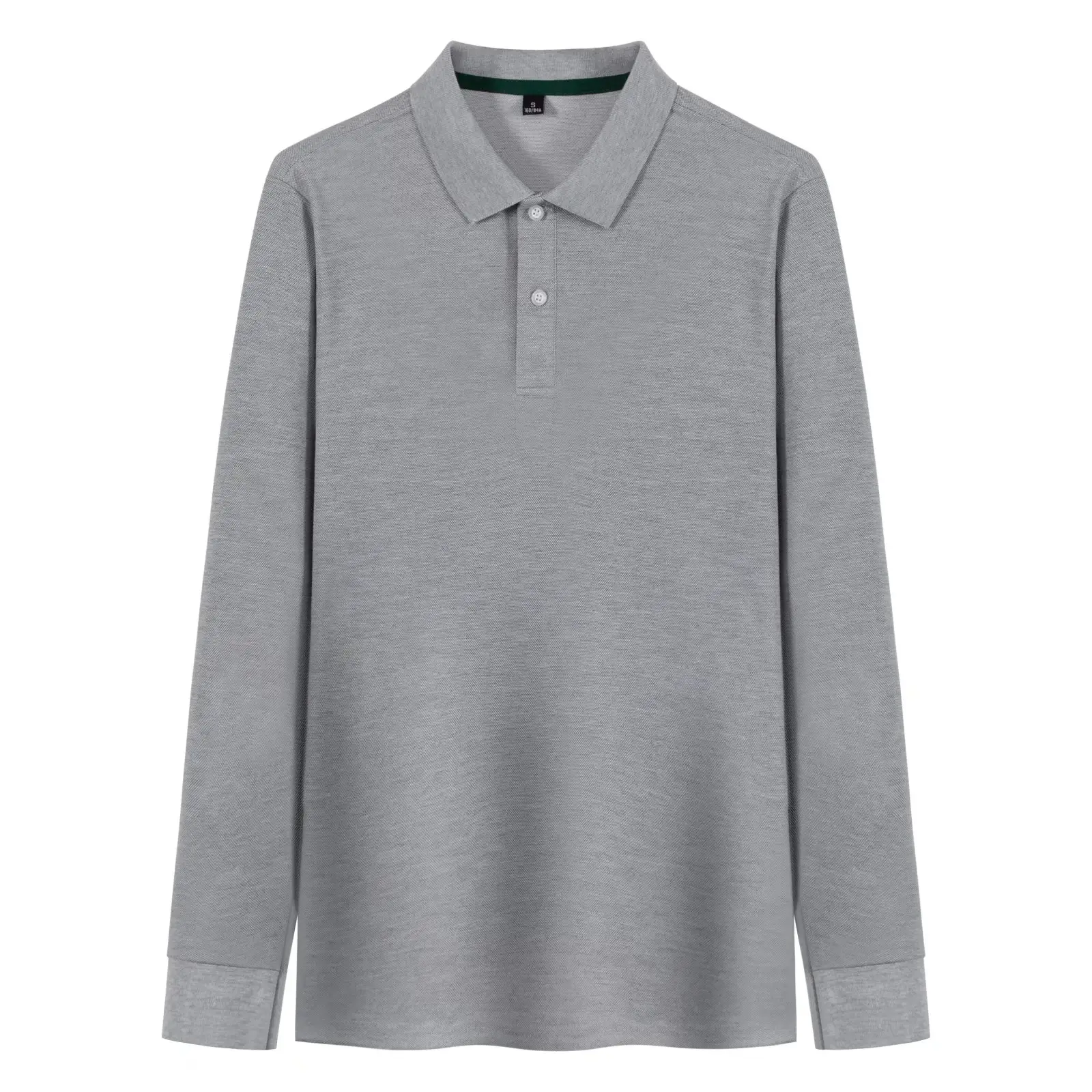 Camicia Polo a manica lunga grigia per uomo e donna da lavoro in uniforme a buon mercato con Logo personalizzato in bianco tessuto a maglia Casual