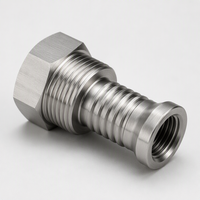 Raccord de tube ondulé brossé en acier inoxydable 304 usiné CNC de précision, fileté selon spécification