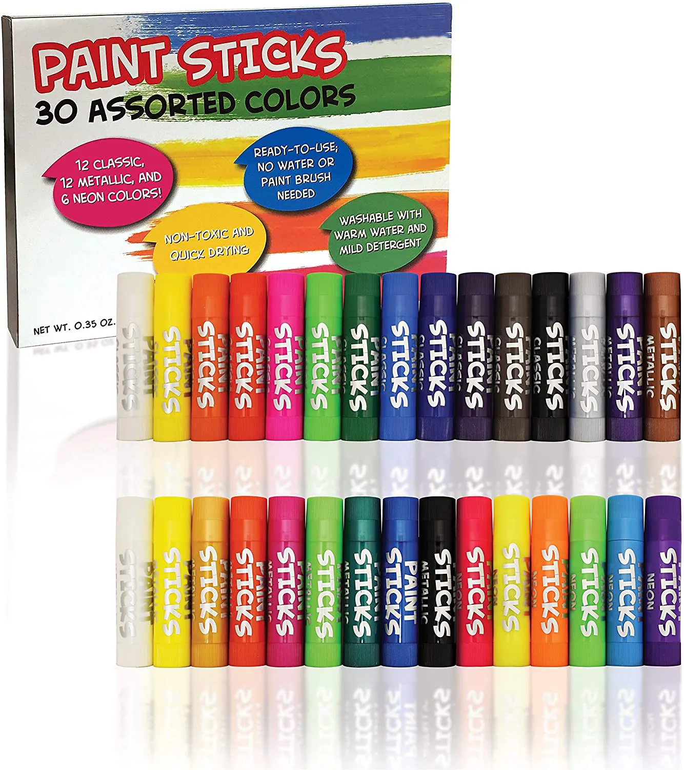 30 Assorted Colors Non-Toxic Quick Drying No Mess Washable Tempera Paint Sticks for Kids drawing DIY