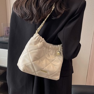 Bucket Bag Women off White Diamond Pattern Chain Single <b>Strap</b> <b>Buckle</b> Shoulder Bag Fashion Summer 2026 Everyday Outfits - Product Image 5