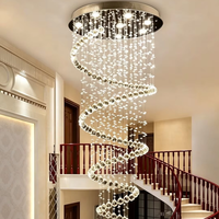 Lustre en acier inoxydable avec cristaux K9, éclairage LED rotatif tricolore à intensité variable, directement de l'usine, pour escalier de villa