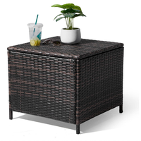 Boîte de rangement carrée en rotin, table d'appoint en osier PE résistant aux intempéries pour patio, jardin et bord de piscine