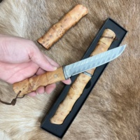 Couteau de chasse haut de gamme avec étui en bois, couteau EDC professionnel pour collection, couteau tactique de camping en acier Damas OEM