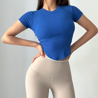 Sexy Sports Running Manches Courtes Avec Poitrine Pad Minceur Yoga Fitness Top