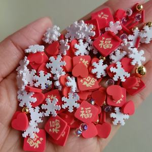 500g de Sprinkles para Manualidades de Año Nuevo Chino, Sprinkles de Arcilla Polimérica con Forma de Corazón Rojo, Mezcla de Sprinkles de Copo de Nieve y Rebanadas de Arcilla Polimérica - Product Image 2