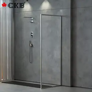 CKB Custom Made OEM ODM White Villa Hotel Bathroom Clear Tempered Glass Aluminum Walk In Shower Screen