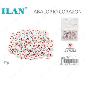 Perline a Forma di Cuore Ilan 4x7mm Bianche con Cuore Rosso per Creazione di Gioielli - Product Image 3