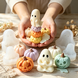 Moule en silicone 3D pour gâteau, citrouille, démon, fantôme, pour bougies DIY, compatible micro-ondes et lave-vaisselle, décoration de fête à domicile pour Halloween - Product Image 6