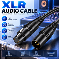 Câble XLR 3 broches mâle-femelle noir pour microphone, rallonge audio pour table de mixage, haut-parleur, amplificateur, scène, studio, de 1 m à 100 m