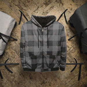 Chaqueta de Invierno para Hombre al por Mayor, Gruesa, Forrada de Felpa, de Algodón, con Rayas Multicolores, Cierre de Cremallera, Capucha, Transpirable, Digital - Product Image 2