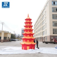 Modèle de pagode gonflable géant personnalisé, modèle de bâtiment de simulation, décoration publicitaire pour sites touristiques extérieurs