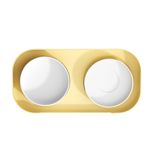 OEM/ODM mangkuk hewan peliharaan baru keramik anak anjing ditinggikan mangkuk hewan peliharaan dengan dudukan kayu antiselip putih ganda untuk anjing dan kucing - Product Image 4