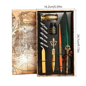 Nouvel Arrivage – Stylo <span class=keywords><strong>Plume</strong></span> Rétro de Luxe pour <span class=keywords><strong>Calligraphie</strong></span>, <span class=keywords><strong>Plume</strong></span> Vintage, Coffret Cadeau, Pointe en Acier Inoxydable 0,5 mm, Idéal pour l'Écriture au Bureau - Product Image 1