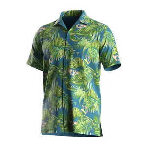 Hoge Kwaliteit Sublimatie Halve Mouw Floralt Heren Strandkleding Mode Hawaiiaans Shirt