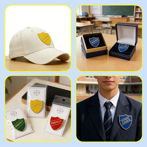 Épingles personnalisées en forme de bouclier d'honneur, badges en métal émaillé classiques pour membre du conseil d'étudiants, préfet, <span class=keywords><strong>capitaine</strong></span>, école, pour l'identification sur uniforme - Product Image 6