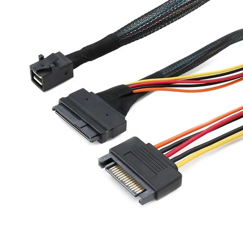 Mini SAS HD SFF-8643 to SFF-8639 SSD Cable with SATA Power U.2 NVMe PCIe cable 1.0M MiniSAS HD Cable