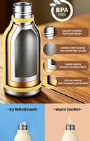 Bouteille d'eau isotherme en acier inoxydable de 450 ml avec bouchon tête d'écureuil, anti-fuite, pour enfants, avec paille, isolation thermique 6-12 heures, cadeau