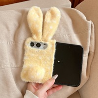 Coque de téléphone en PC rigide avec oreilles de lapin 3D en peluche, créative et mignonne, pliable, pour iPhone Duo Ultra 18 Fold