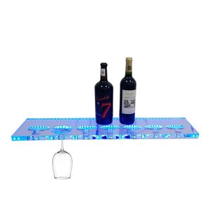 Barra de exhibición de botella de licor con luz LED montada en la pared Estante de exhibición flotante LED con soporte de vidrio, para cocina Comedor Bar - Product Image 3