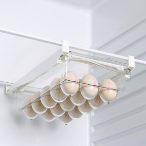 Organisateur de réfrigérateur Boîte de rangement d'oeufs Réfrigérateur <span class=keywords><strong>suspendu</strong></span> en plastique transparent Tiroir à oeufs coulissant réglable Porte-oeufs - Product Image 6