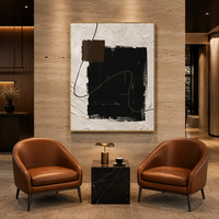Décoration murale moderne Wabi-Sabi en plâtre texturé 3D, peinture sur toile abstraite géométrique minimaliste, relief sculpté à la main encadré