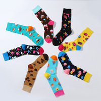 Nouveaux produits Whale, chaussettes en coton colorées à motif de desserts, macarons, chocolat, biscuits, bonbons, gâteaux pour chaussettes unisexes