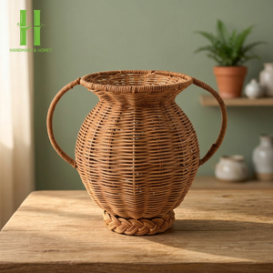 High Quality Handmade Eco-Friendly Natural Rattan Wedding Vase Decorative Flower Holder for Modern Boho <b>Rustic</b> Home Decor - Product Image 1