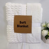 Couverture de lit unie en flanelle composite bambou, douce et moelleuse, à texture côtelée, vente en gros