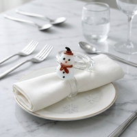 Lot de porte-serviettes en verre de Noël - Supports créatifs en forme de dessin animé pour la mise en table des hôtels et restaurants occidentaux