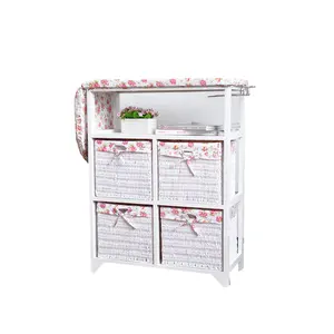 Trắng gấp bằng gỗ bàn ủi Tủ lưu trữ MDF gỗ bàn ủi kích thước nhỏ với giỏ wicker 77*31*83cm carton - Product Image 1