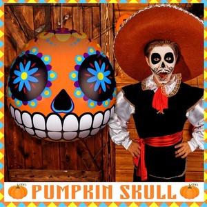 PVC Inflatable Pumpkin Sugar <b>Skull</b> Ball 24 Inch for Halloween Party Thanksgiving Yard Garden Lawn Outdoor <b>Decorations</b> - Product Image 5