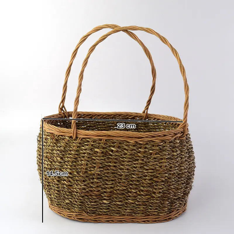 Rattan weaving storage hand basket vegetable fruit home holiday leisure outdoor picnic vegetables picnic basket