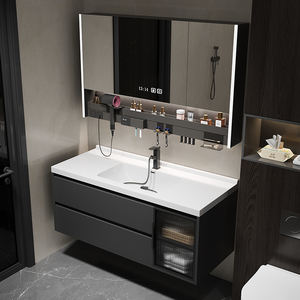 Mueble de Baño Moderno de MDF con Doble Lavabo, Espejo Inteligente LED Integrado y Estructura Resistente a la Humedad - Product Image 4