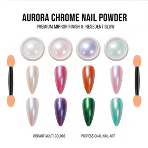 Poudre Chrome Effet Clair de Lune Professionnelle - Pigment Irisé Aurore pour Finition Miroir - Poudre Chrome Nacré Blanc pour <span class=keywords><strong>Ongles</strong></span> - Product Image 1
