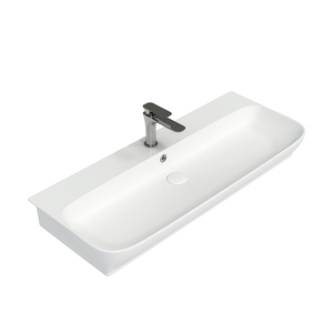 Lavabo en céramique rectangulaire mural pour projet commercial, logo personnalisé, installation facile - Product Image 1