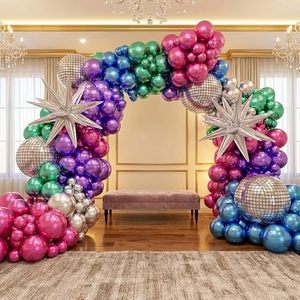 Kit de Guirnalda de Globos Metálicos Gruesos Ecológicos Multicolores para Fiestas Temáticas de los 80, Decoración Retro de Látex Neón - Product Image 2