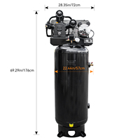 Compresseur d'air 5 HP, réservoir vertical ASME de 60 gallons, 16 CFM, 145 PSI, 220 V, monophasé, compresseur d'air électrique stationnaire à une seule étape