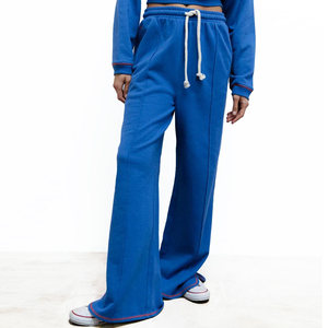 Tute da Donna Personalizzate: Set 2 Pezzi con Top Corto Mezza Zip e <span class=keywords><strong>Pantaloni</strong></span> <span class=keywords><strong>Larghi</strong></span> a Gamba Larga - Product Image 3