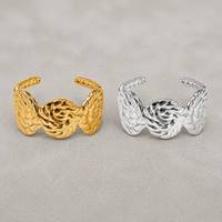 Beimai OEM Klassischer 18K Vergoldeter Edelstahl Verstellbarer Flügel-Offener Ehering für Geschenk & Party