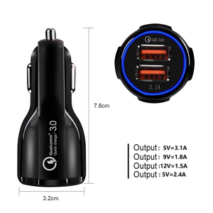 Caricabatterie per auto a doppia porta con <span class=keywords><strong>caricatore</strong></span> per auto USB Quick Charge 3.0, <span class=keywords><strong>caricatore</strong></span> per auto doppio USB universale <span class=keywords><strong>compatibile</strong></span> con qualsiasi Android e - Product Image 3