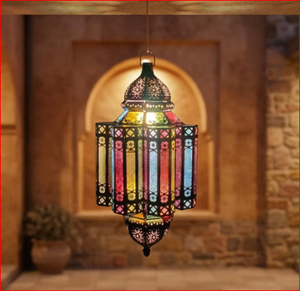 Farol Colgante Marroquí, Portavelas de Vidrio Multicolor, Lámpara de Hierro Hecha a Mano para Decoración del Hogar, Bodas y Navidad - Product Image 4