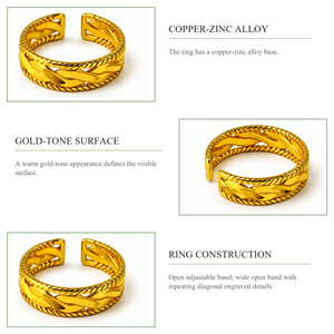 Bracelet manchette moderne en laiton plaqué or, design géométrique, bijou unisexe pour usage quotidien - Product Image 4