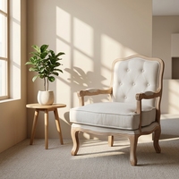 Fauteuil en bois léger de style américain et français, vintage, pour balcon, salon, petit appartement