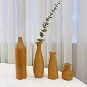 Offre Spéciale 2026 – Vase à bourgeons minimaliste nordique en bois massif, petites bouteilles décoratives en bois faites à la main pour fleurs séchées, taille personnalisée - Product Image 2