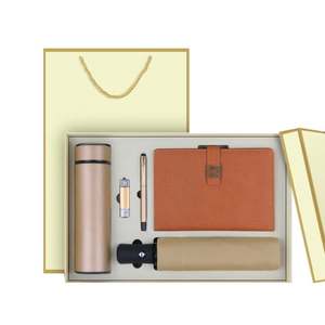 Ensemble de cadeaux d'affaires de luxe pour hommes et femmes, bouteille d'eau en acier avec impression de logo personnalisée, stylo USB, parapluie, nouveauté 2022 - Product Image 3