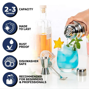 Wuyi Camol Fabrik 8-teiliges Edelstahl-Barwerkzeug-Set Stilvoller Bambusständer Cocktail-Rührer Martini-Shaker für Hochzeits-Barausstattung - Product Image 3